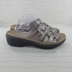 Collection By Clarks Womens Merliah Karli Slide Metallic Bronze Sandals Size 12